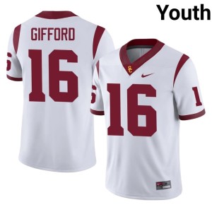 University White Frank Gifford Trojans Youth #16 Jerseys 306214-839