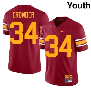 Replica Alternate Youth #34 Southern California Trojans Cardinal Jayden Crowder Jerseys 362131-853