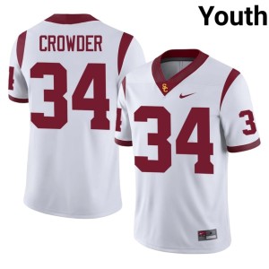 High School Youth Jayden Crowder White #34 Trojans Jersey 278563-319