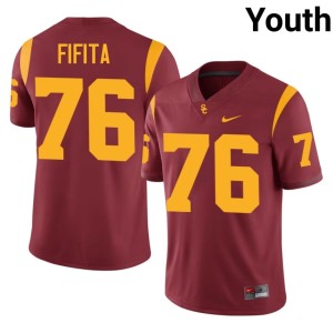Embroidery Southern California Trojans Youth Cardinal #76 John Fifita Jerseys 270002-938