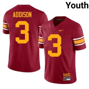 2026 Alternate #3 Jordan Addison Southern California Trojans Youth Cardinal Jersey 290258-676