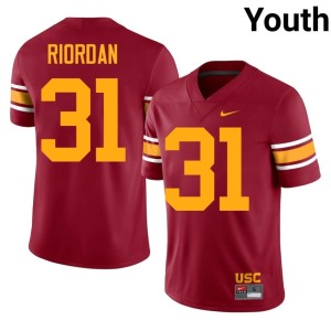 Replica Youth Alternate Trojans #31 Madden Riordan Cardinal Jersey 314198-769