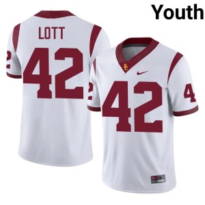 College Youth Ronnie Lott USC Trojans White #42 Jersey 407693-623