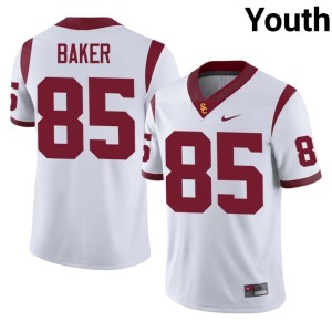 Stitched Southern California Trojans White Youth #85 Tron Baker Jersey 613656-667