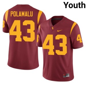 Official #43 Cardinal Troy Polamalu USC Youth Jerseys 492239-511